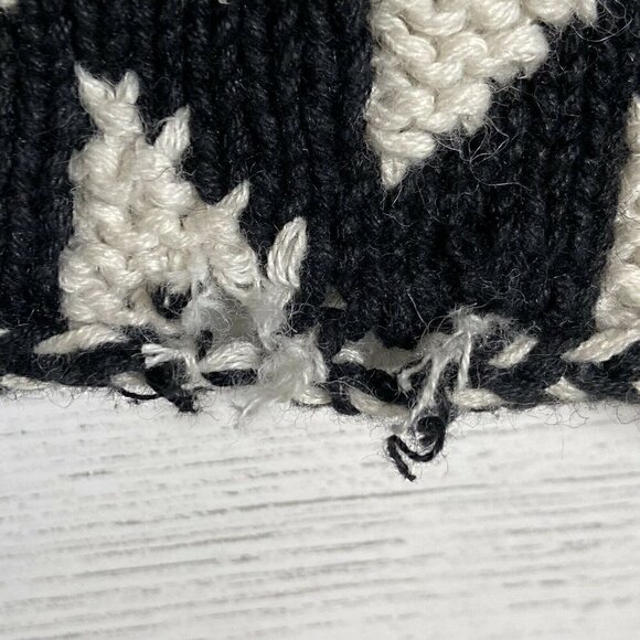 Vintage Amanda Fielding Chunky Turtleneck Tunic Sweater Black White Geometric L - Picture 6 of 6